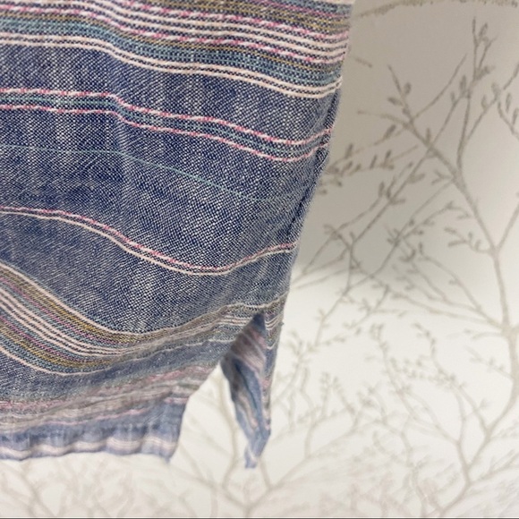 TALBOTS Sleeveless Cotton Stripe Split neck Sheath Dress 6 Blue Pockets - Picture 10 of 13